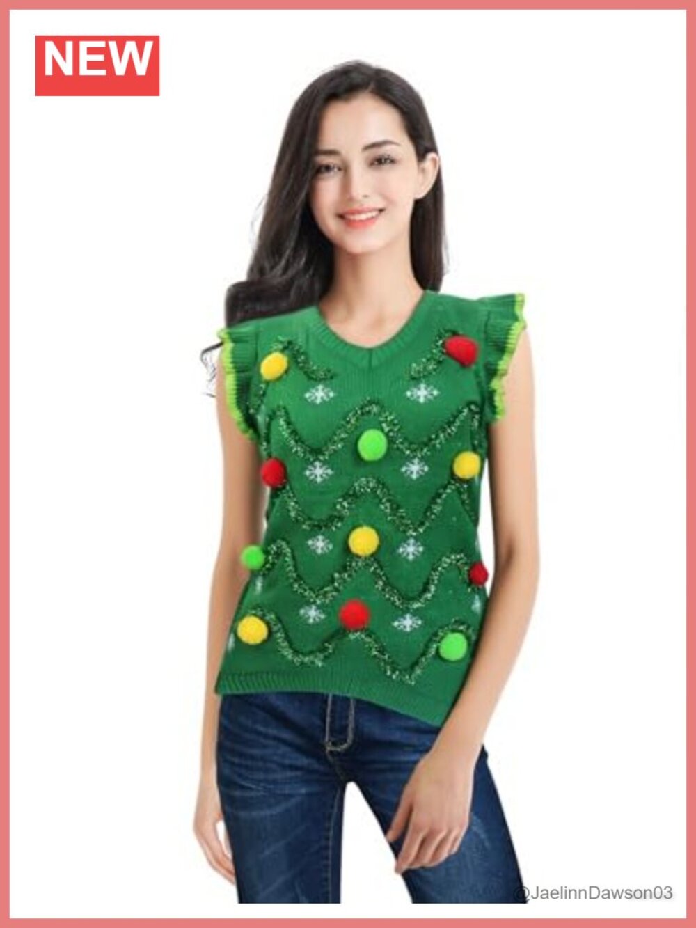Ugly Christmas Sweater Vest Reindeer Knit Sleeveless Pullover